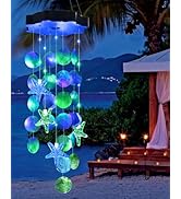 Toodour Solar Wind Chimes for Outside, Shells Light Gifts for Mom Grandma Women Wife Girls, Water...