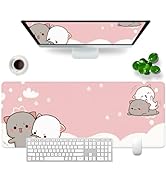 Pink Gaming Mouse Pad Cat Large Mouse Pad Office Desk Accessories XL Funny Desk Mat 31.5x11.8x0.1...