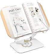 Honagu Book Stand for Reading, Adjustable Book Holder with 360 Degree Rotating Base & Page Clips,...