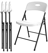 FurniEdge 4 Pack Sturdy Foldable Plastic Chair, 350 LBS Capacity Portable Indoor & Outdoor Foldin...