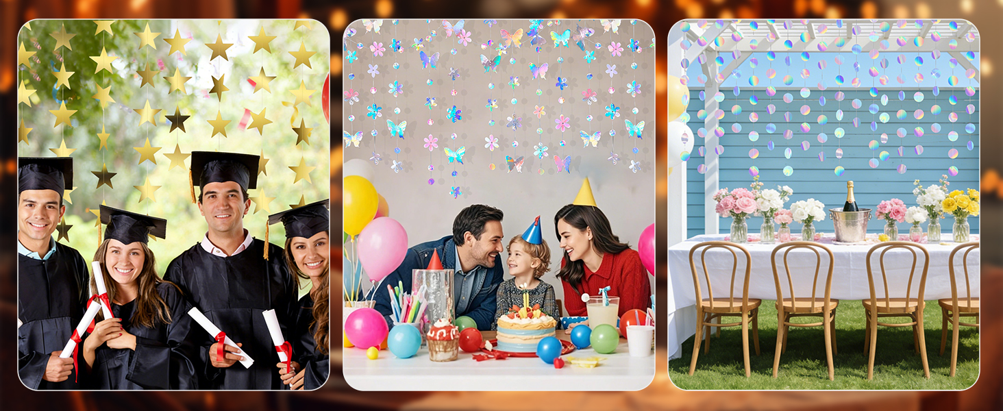 Star garland happy birthday banner congratulations banner streamers party decorations