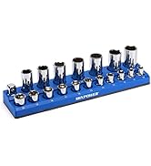 MIXPOWER 1/2" Metric Magnetic Socket Organizer, Holds 18 Sockets and 1 Socket Adapter, Blue, Metr...