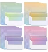KSIWRE Watercolor Stationery Set with Envelopes, 16 Lined Paper Sheets + 8 Envelopes, Gradient Co...