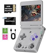 RG34XXSP Foldable Retro Handheld Game Console , 3.4 Inch IPS Screen Linux System Sunken Dual Joys...