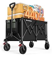 Collapsible Foldable Wagons, 440lbs Capacity Wagons Carts Foldable with All-Terrain Wheels, Heavy...