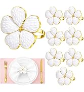 Flower Napkin Rings Set of 8, European Palace-Style Glaze, High-Temperature Fired Ideal for Photo...