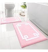 HOMEIDEAS Bathroom Rugs Sets 2 Piece, Soft and Water Absorbent Microfiber Carpet, Non-Slip Washab...