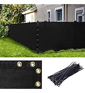 Amgo 6' x 50' Black Fence Privacy Screen, Commercial Standard Heavy Duty Windscreen with Bindings...