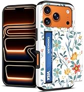 AFGHOA for iPhone 17 Pro Wallet Case, Floral Card Holder Case for Women Girls, 2 Cards Credit Car...