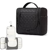 FUNSEED Large Capacity Travel Toiletry Bag for Women, Hanging Makeup Bag Organizer Checkered Cosm...