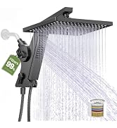 JDO 12-Inch Filtered Rain Shower Head with Handheld Spray Combo Matte Black | High Pressure Rainf...