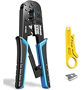 AMPCOM RJ45 Crimping Tool, 8P/6P-RJ11, RJ12 Crimper Cutter Stripper AM-568R