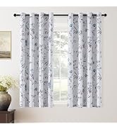 ChrisDowa 100% Blackout Floral Curtains 63 Inches Long 2 Panels for Bedroom Living Room Navy Blue...