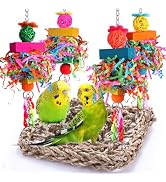 Parakeet Toys Bird Toys Conure Toys Birdcage Stands Bird Foraging Wall Seagrass Woven Hammock Swi...
