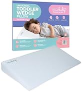 Toddler Pillow Wedge with Waterproof Cover, Organic Cotton Pillowcase, Neck Support, Congestion a...