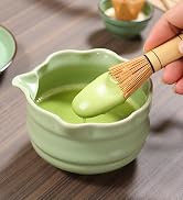 Rzoklot Matcha Tea Set – Japanese Matcha Bowl with Spout, Bamboo Whisk, Scoop, Holder & Strainer ...