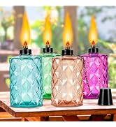 Glass Table Top Torch, Outdoor Torch Canisters 12 oz,Refill Canister with Wicks and Covers, Patio...
