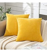 GAWAMAY Decorative Square Throw Pillow Covers 18"x18" Inch Set of 2, Super Soft Chenille Pillows ...