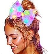 JEAIRTS Light Up Hair Bow Clip Glow LED Birthday Bow Accessories for Women(1-Pink)