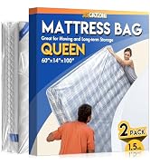 2PCS Plastic Mattress Bag for Moving Storage, Waterproof Mattress Cover, Mattress Protector for M...