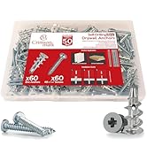 CrimsonMark 120Pcs Zinc Self Drilling Drywall Anchors and Screws kit #8 x 1-1/4”- Metal Wall Anch...