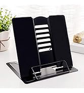 MSDADA Desk Book Stand Metal Reading Rest Book Holder Adjustable Cookbook Documents Holder Portab...