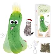 Gigwi Cat Toys Flapping Pickle with Catnip, Moving Activated Cat Kicker and Chew Toy, Automatic M...