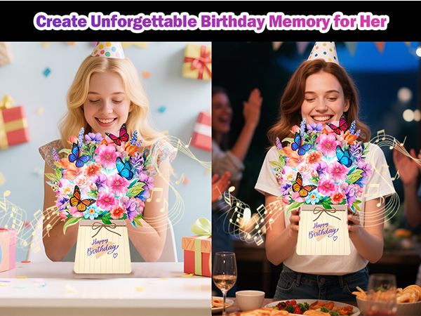 Unforgettable Pop Up Floral Bouquet Birthday Card for Her
