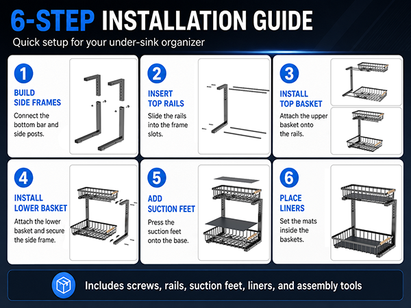 how to instal under sink storage organizer
