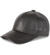 FEINION Men's Leather Hat Adjustable Genuine Leather Baseball Cap