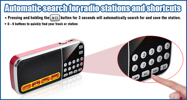 Auto channel search and quick channel selection buttons