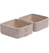 MiniArk Small Square Shallow Baskets for Organizing, 9.7x9.7x4.3 Inch Rope Woven Storage Bins for...