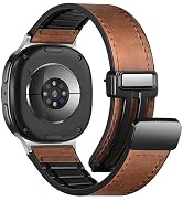 Charlam Magnetic Leather Bands Compatible with Galaxy Watch 8 Band 40mm 44mm, Galaxy Watch 8 Clas...