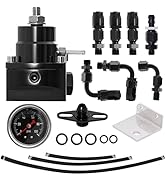 TEMSONE Adjustable Fuel Pressure Regulator Set Universal EFI FPR with 30-70 Psi Gauge 6AN - 6AN F...