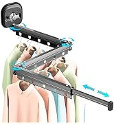 Qivine Clothes Drying Rack, Laundry Drying Rack Collapsible Wall Mounted Drying Rack 3-Fold Sucti...