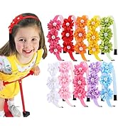 XIMA Pearl Flower Headbands for Girls,Satin Hair Bands with Decorative Flowers, Multiple Colors P...