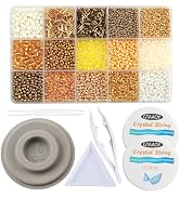 GTAAOY Mix 15 Color Glass Seed Beads, Glass Bugle Beads Tube Beads, Bracelet Bead Boards, Tweezer...