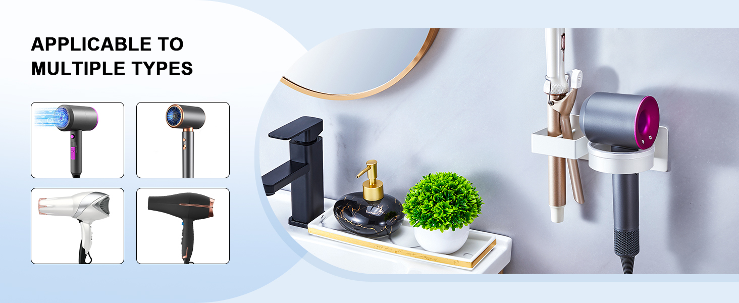 wall mounted hair dryer straightener holder