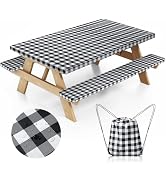 Nimalpal Picnic Table Cover with Bench Covers and Bag, Camping Essentials Camping Table Cover wit...