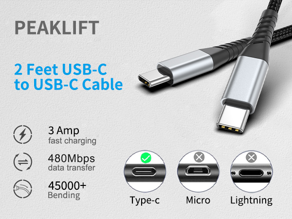 2ft usb c to usb c cable