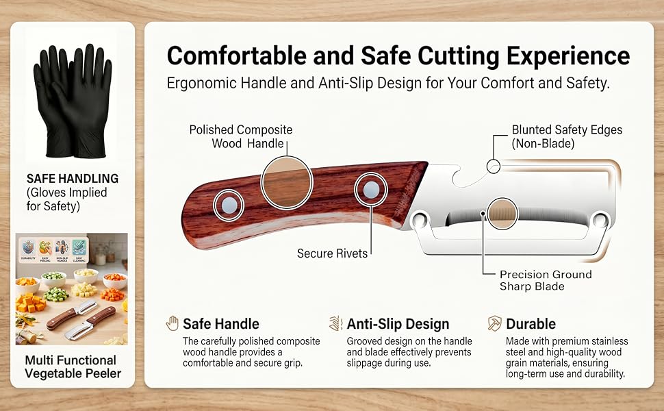 peeler knife wooden handle peeler zero flex peeler