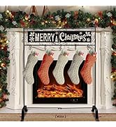 YEAHOME Christmas Stocking Holder Stand, Merry Christmas Metal Stocking Haner with Openwork Snowf...