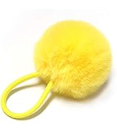 SUSULU Furry Hair Elastic Bands Faux Rabbit Fur Pompom Hair Ties Scrunchies for Women, Rubber Ban...
