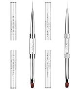 Nail Art Brushes Set 2PCS Dual Ended Hard Gel Brush for Poly Gel Builder Gel, Professional Salon ...