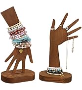 MOOCA 2 Pcs Set Multi-Functional Tabletop or Wall-Mountable Wooden Hand-Shaped Jewelry Display St...