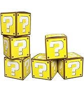 6 Pcs Question Party Boxes for Gaming Birthday Decorations, 7.5 Inch Video Game Centerpieces Boxe...
