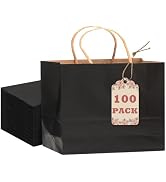 qiqee 13"x4.5"x10" Large Gift Bag with Handles Bulk 100PCS Gift Paper Bags Black Bags Multiple Us...
