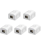 iwillink Cat6 Ethernet Surface Mount Outlet Box, 1-Port RJ45 Ethernet Wall Jack Box, 5-Pack, White
