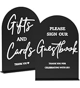 Black 2PCS Acrylic Wedding Signs for Ceremony and Reception Guest Book Gifts and Cards Favors Ple...