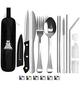 Taplord Portable Travel Silverware Set With Case, Includes 10 Pcs of Travel Utensils With Case, S...